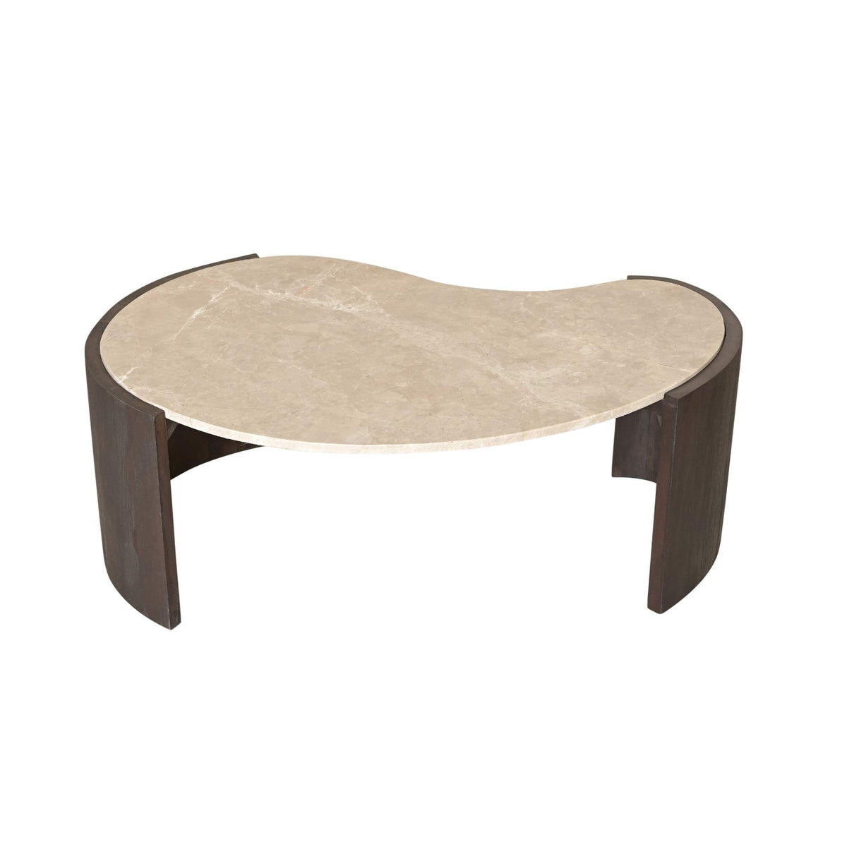 Salontafel Lume Marmer 94cm van Starfurn vanuit een andere hoek, crème marmer blad