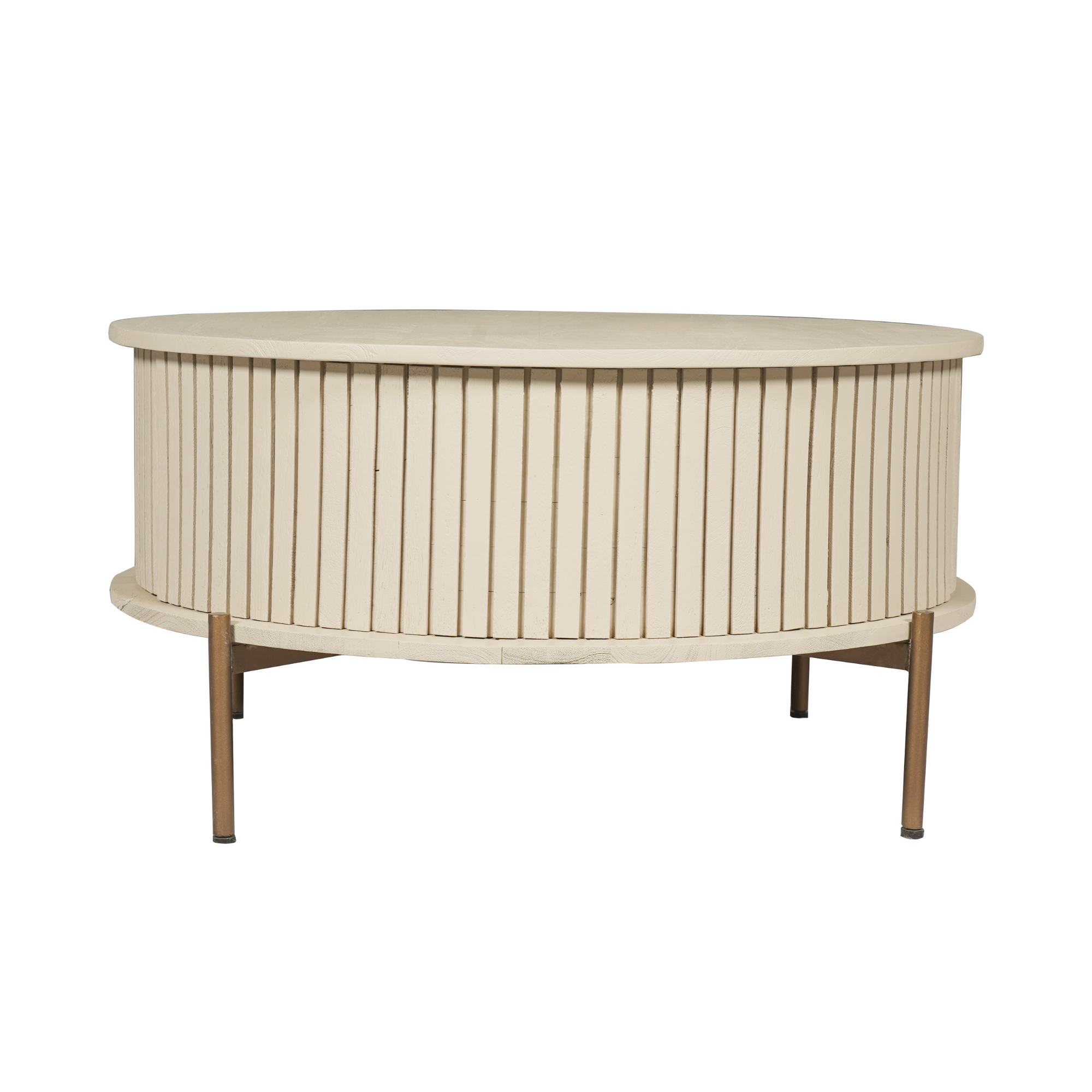Salontafel Madison van Starfurn van opzij, waarbij de hoogte van 40 cm en het lattenpatroon opvallen