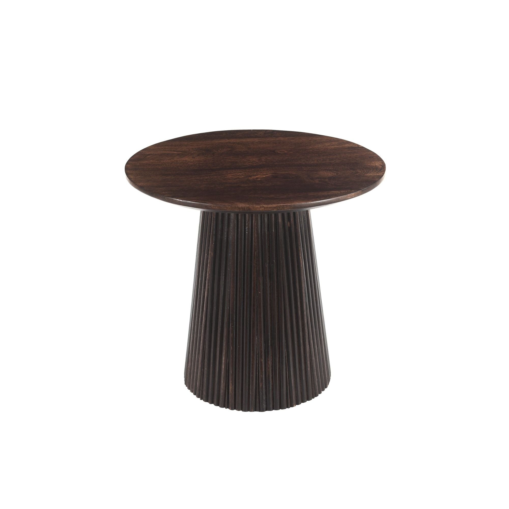 Salvator salontafel Walnut schuin van boven gezien met rond blad