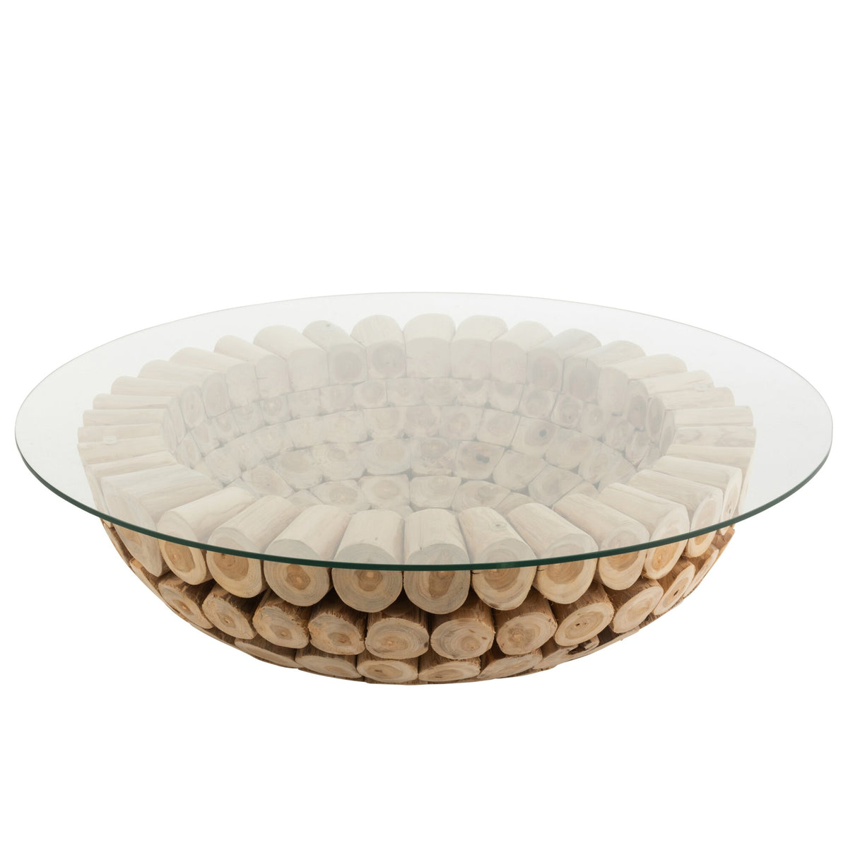 Salontafel Schijven Open Teak Hout Naturel/Glas J-Line