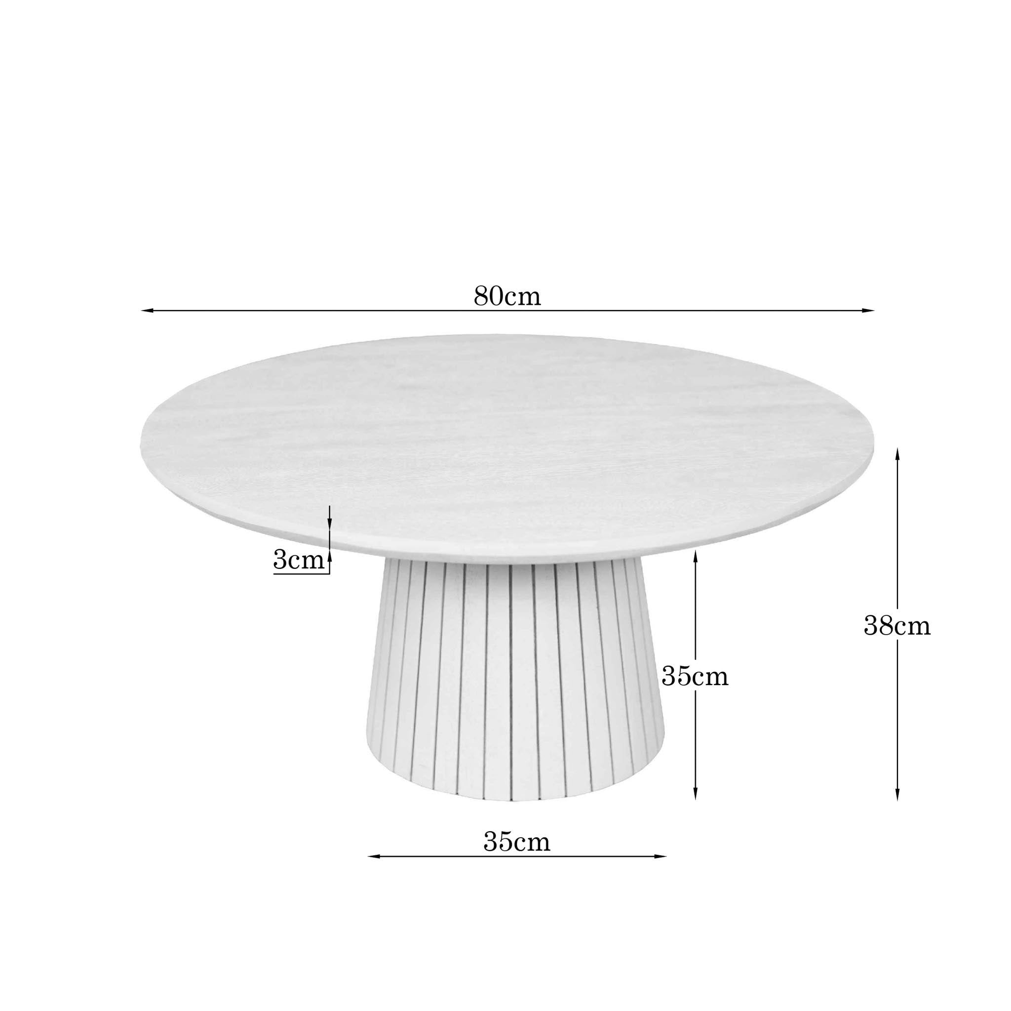 Solana salontafel 80 cm gestyled met boeken en een schaal in een woonkamer