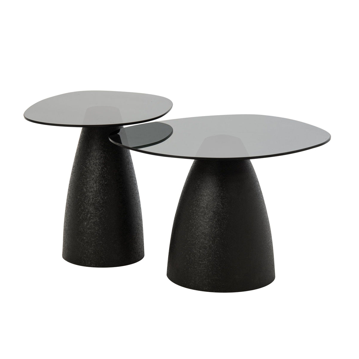 Salontafels Glas/Metaal Zwart Set van 2 J-Line