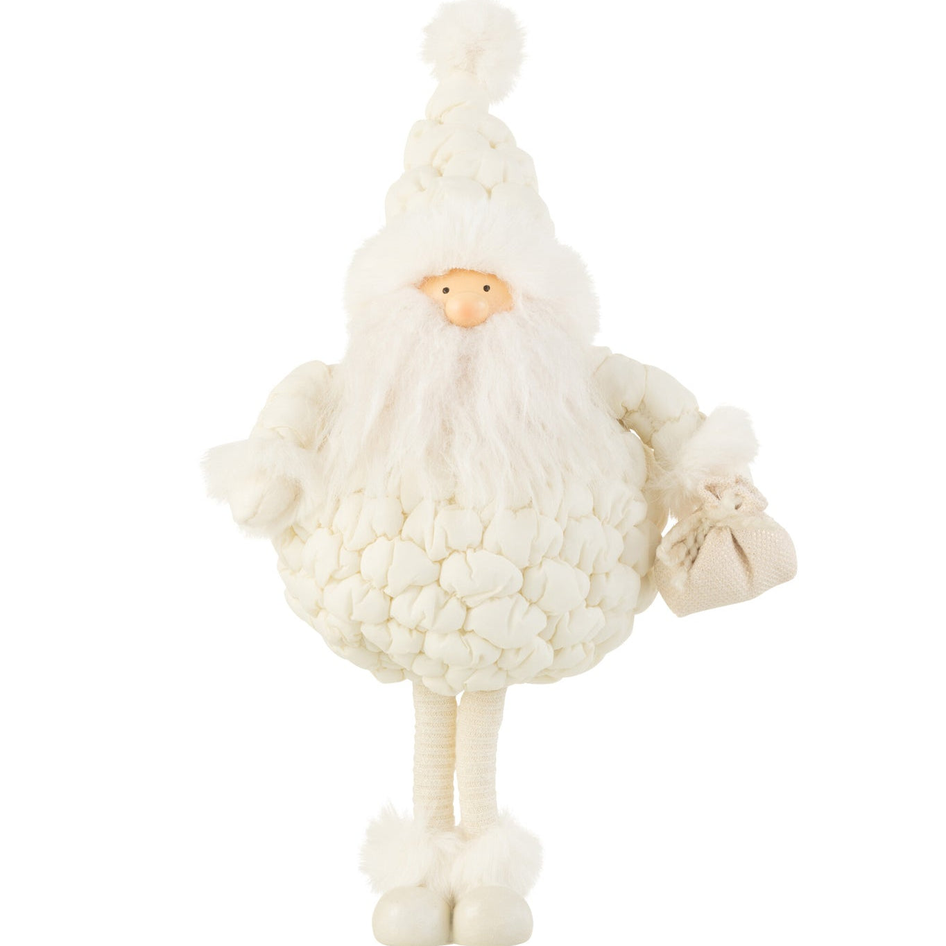 Santa Gift Bag Textile White Small - - J-Line - livinglovely.nl