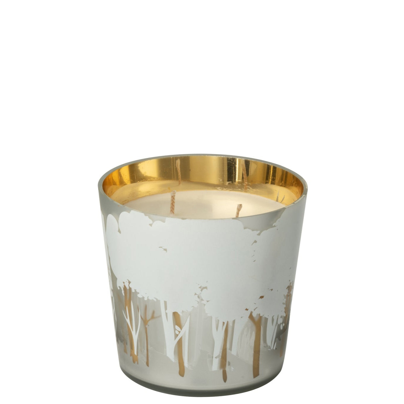 Scented Candle Noa Forest Soya White/Gold Colored Small-50H - - J-Line - livinglovely.nl