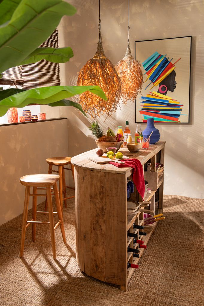 Schilderij Afrikaanse Vrouw Hout/Canvas Mix Set van 2 - Schilderij - J-Line - livinglovely.nl