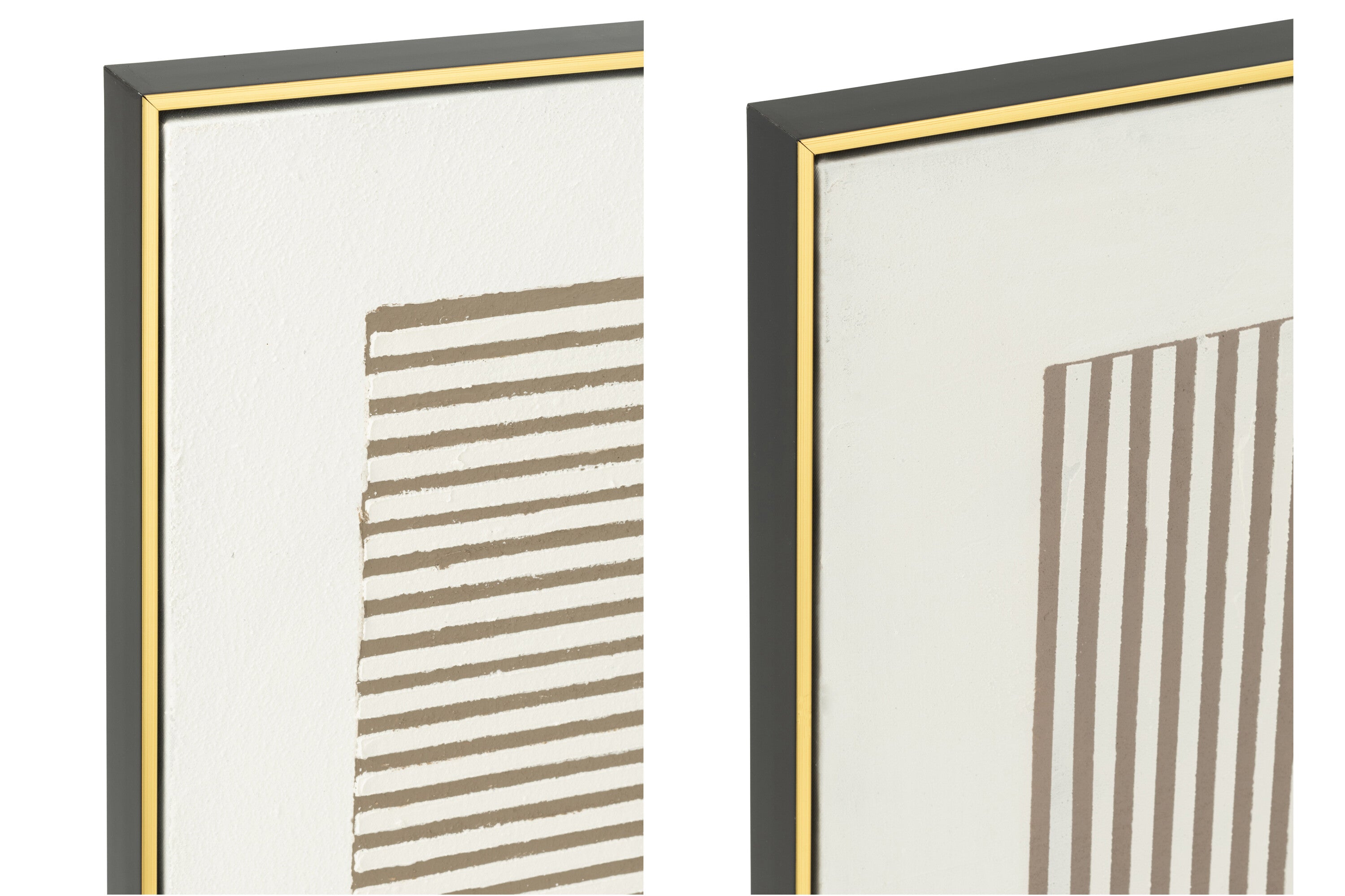 Schilderij Lame Acryl Ecru/Taupe Set van 2 - Schilderij - J-Line - livinglovely.nl
