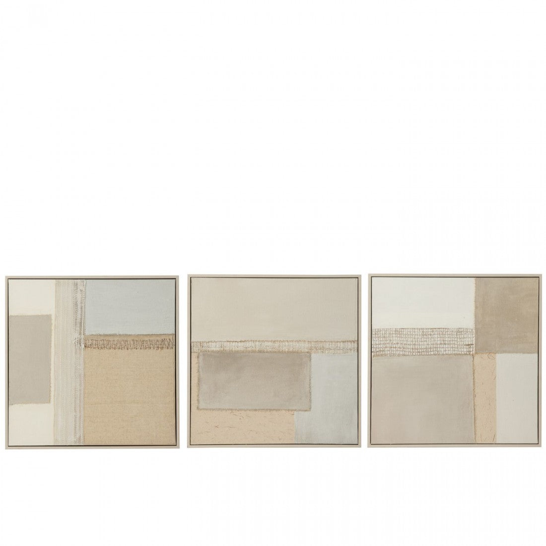 Schilderij Tod Canvas/Dennenhout Set van 3 - Schilderij - J-Line - livinglovely.nl