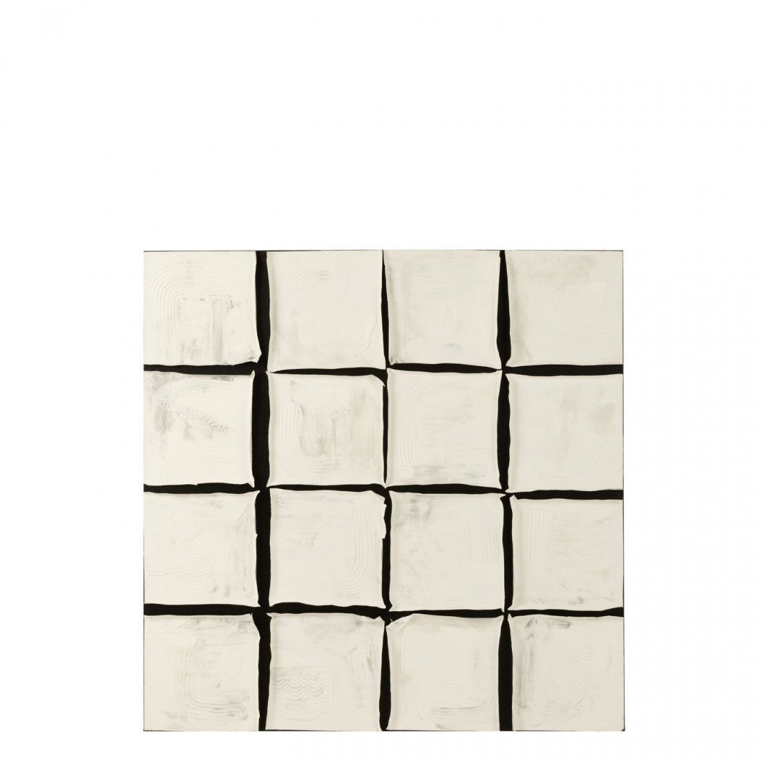 Schilderij Vierkant Acrylverf/Canvas Wit/Zwart - Schilderij - J-Line - livinglovely.nl