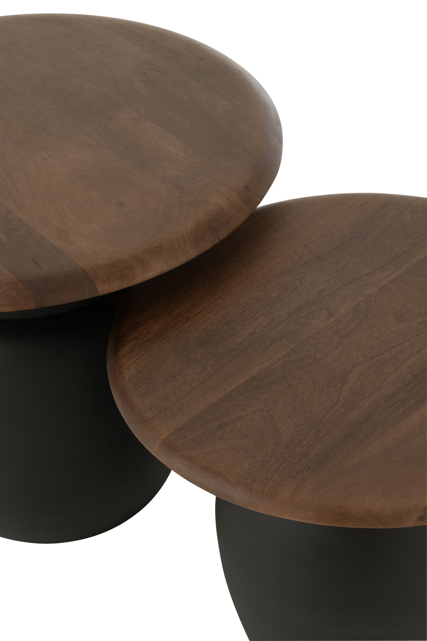 Set Of 2 Side Table Oval Iron Dark Brown - - J-Line - livinglovely.nl