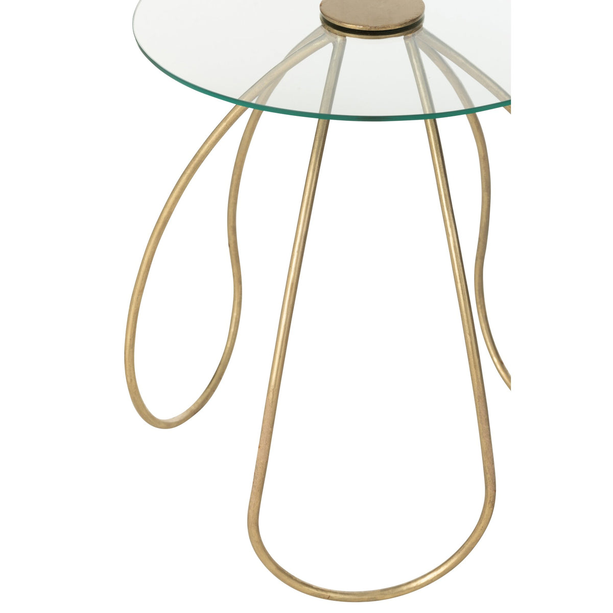 Set van 2 Bijzettafels Rond Metaal/Glas Goud J-Line