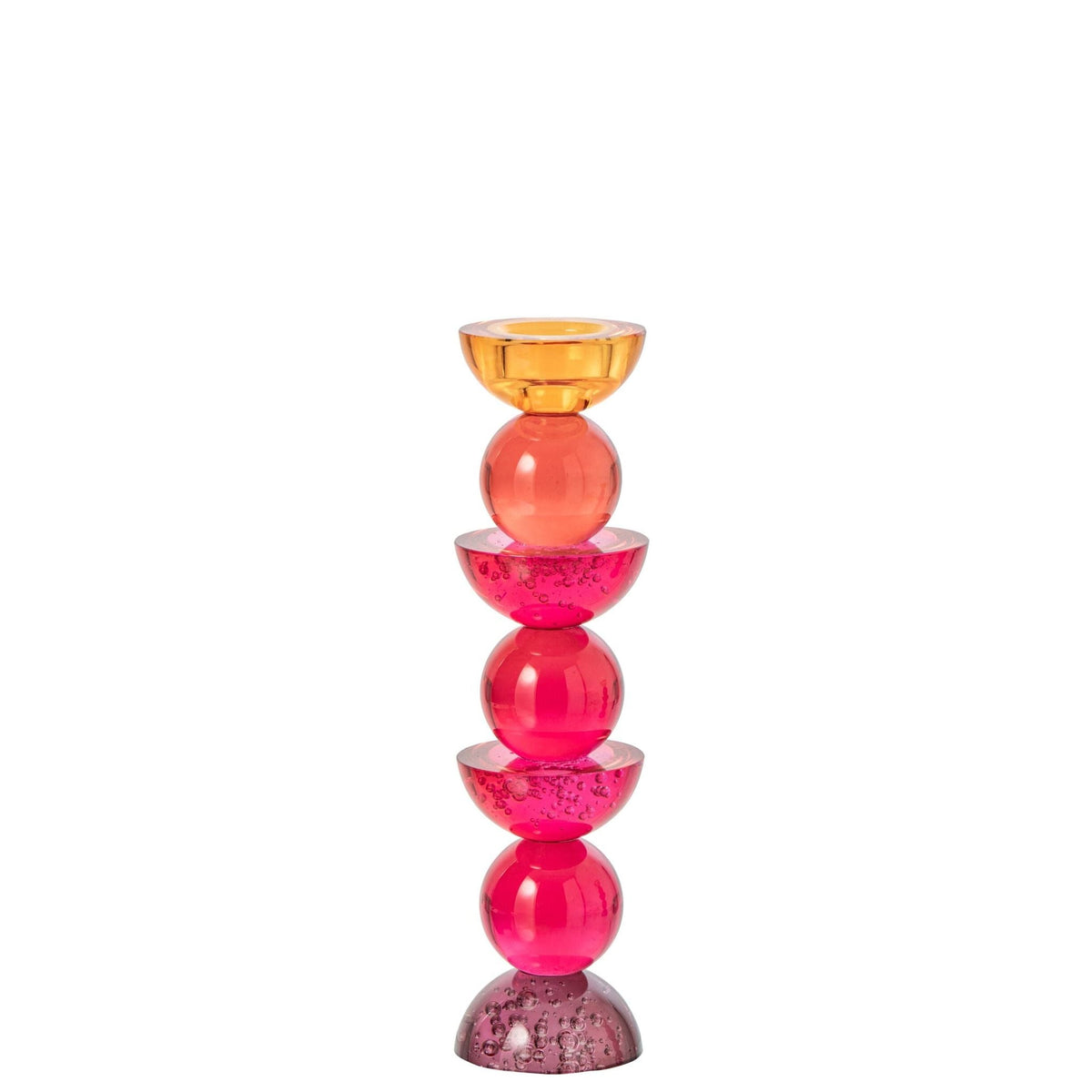 Set van 2 oranje roze glazen kandelaars van J-Line op een gedekte tafel