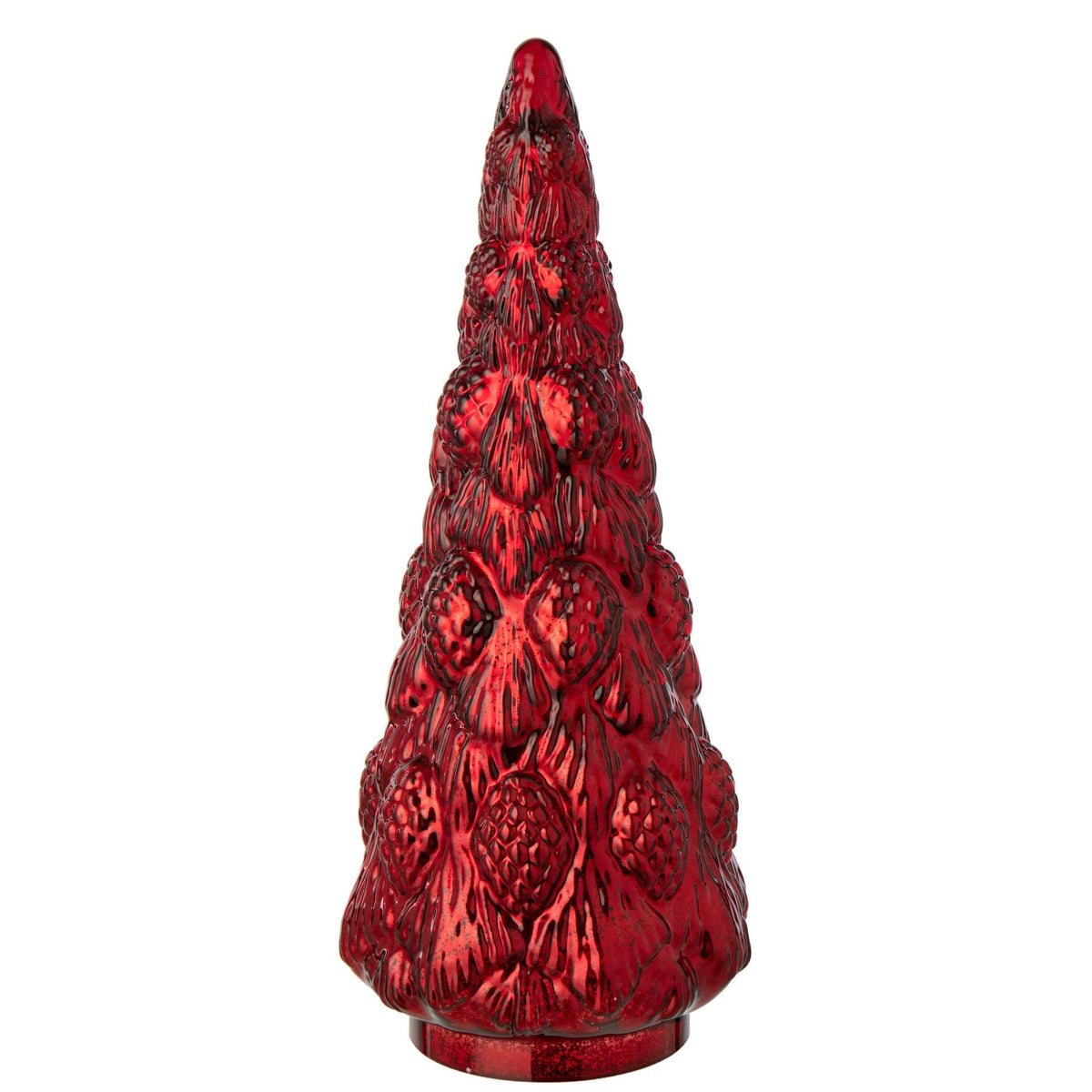 Kerstboom Glas Rood Large van J-Line, onderdeel van de Set Van 2 Kerstbomen Glas Rood, op witte achtergrond