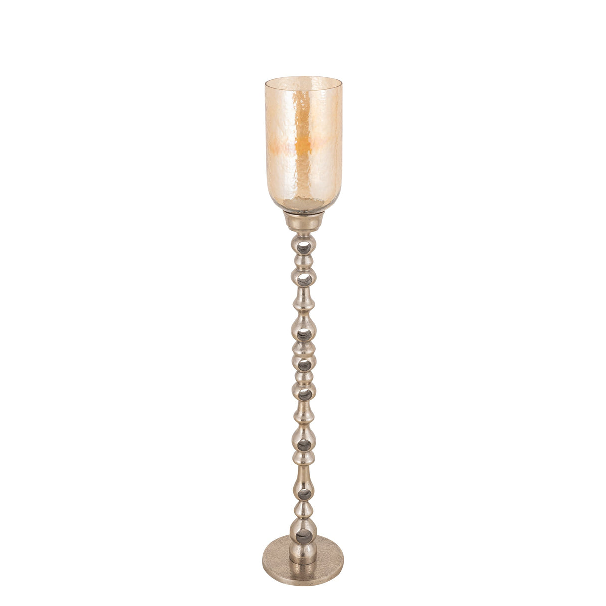 Set Van 2 Tracy Windlichten Aluminium met Glas van PTMD, het champagnekleurige vloerwindlicht van 125 centimeter