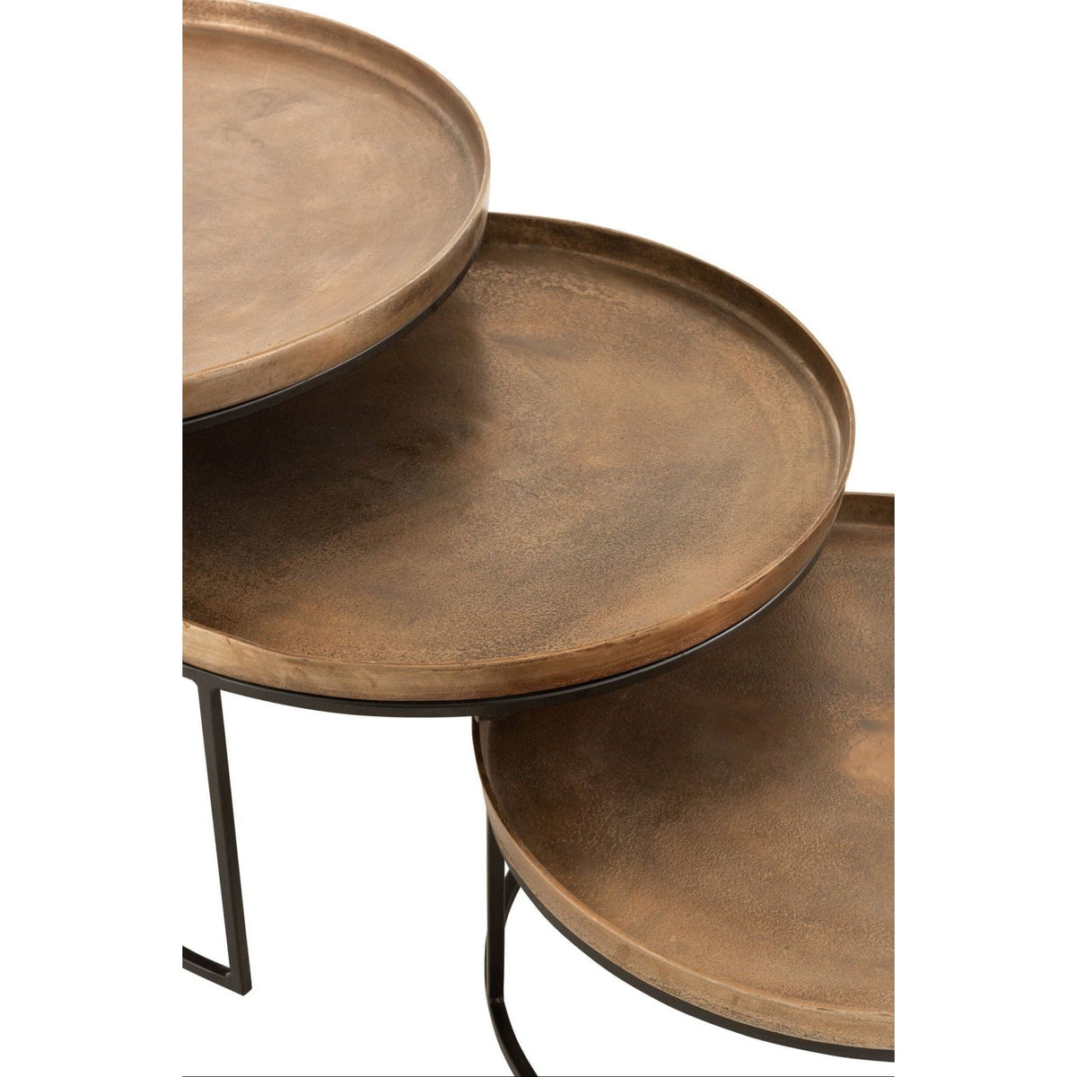 Set van 3 Bijzettafels Rond Aluminium Roest J-Line