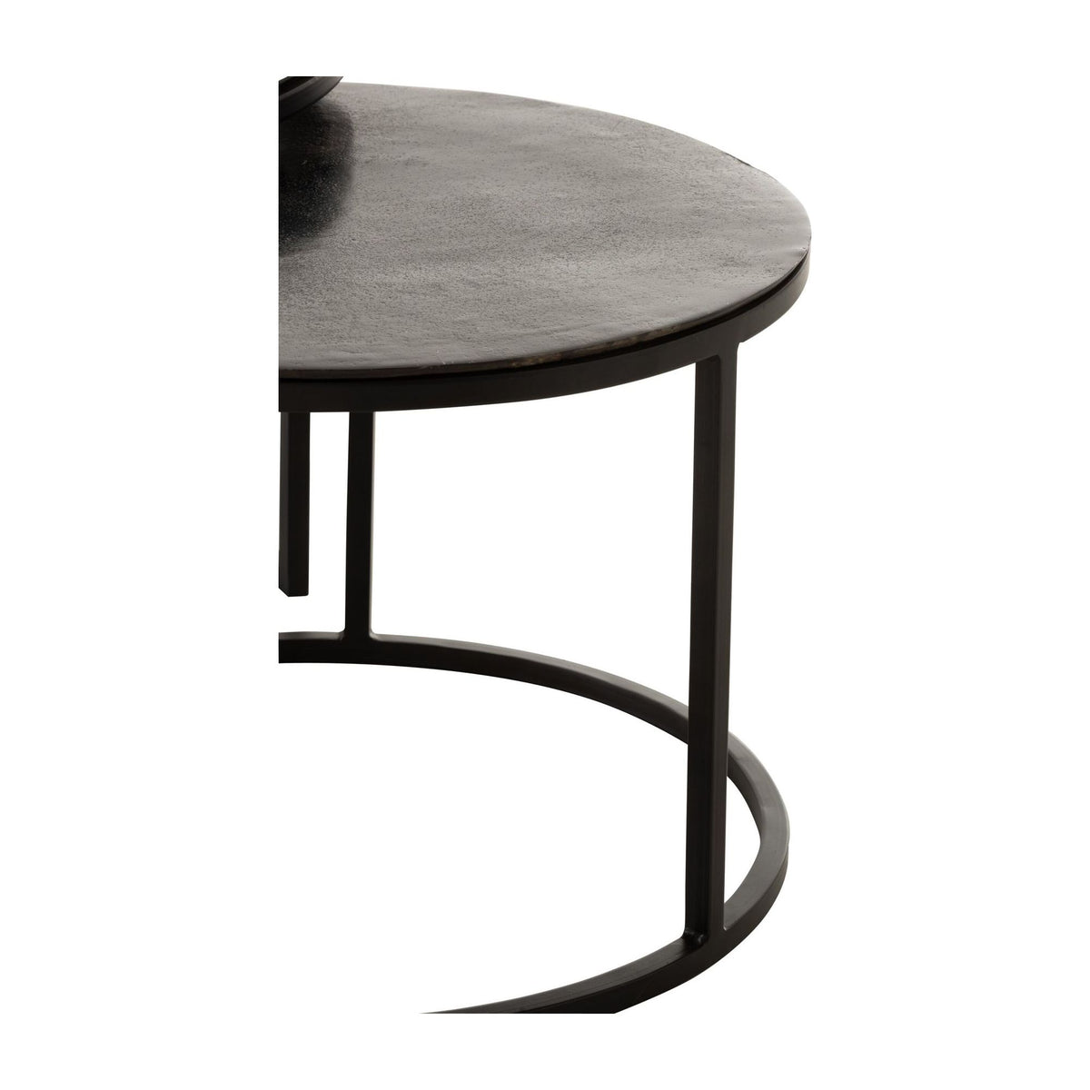 Set van 3 Bijzettafels Rond Geoxideerd Aluminium/IJzer Antiek Zwart J-Line