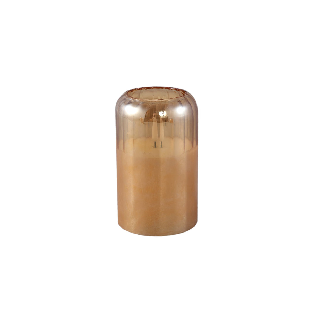 Amber LED Kaars Medium van PTMD, amberkleurig glas met koepelvormige bovenkant