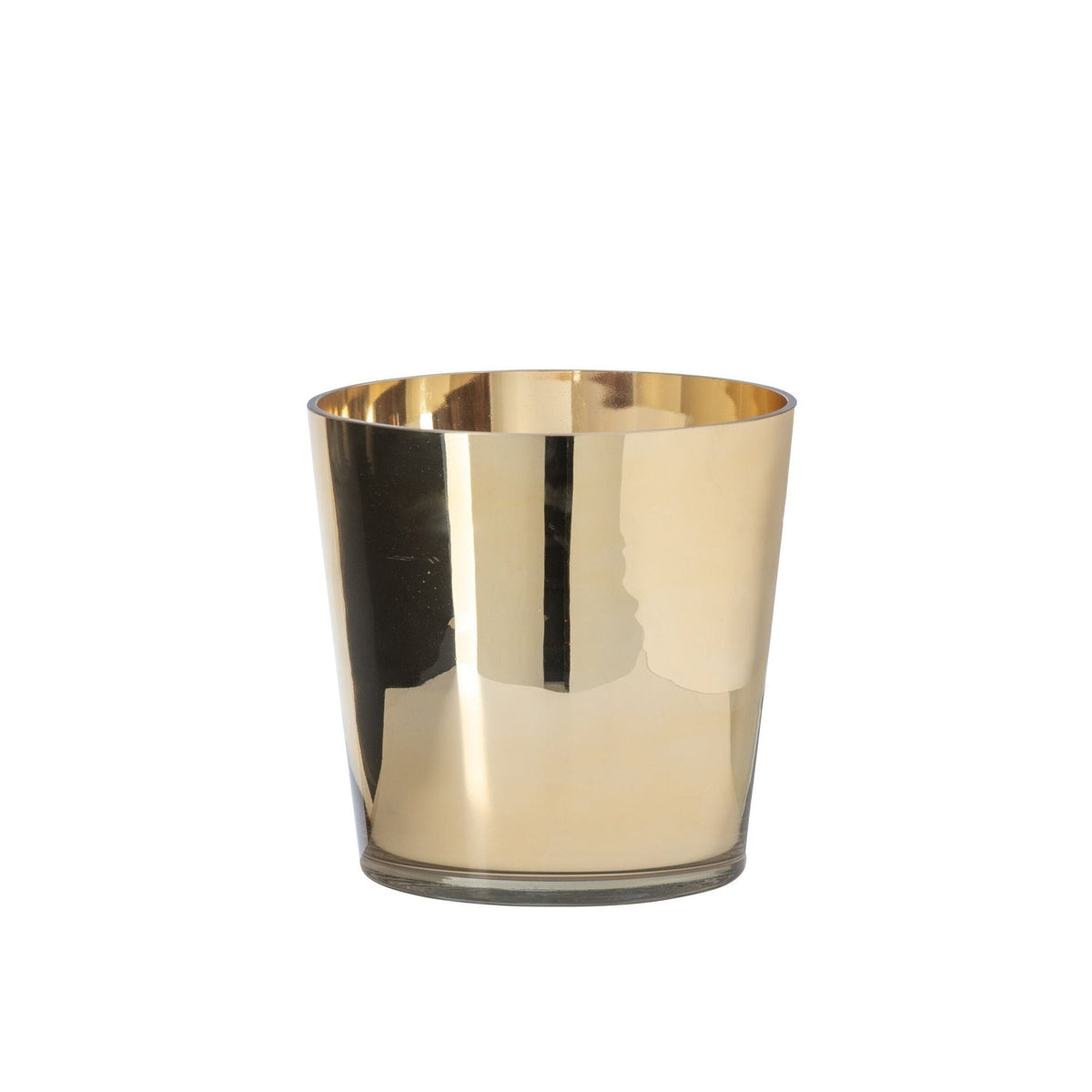Kaarshouder Glas Goud Medium uit de set van J-Line, royale glazen houder van 22 cm