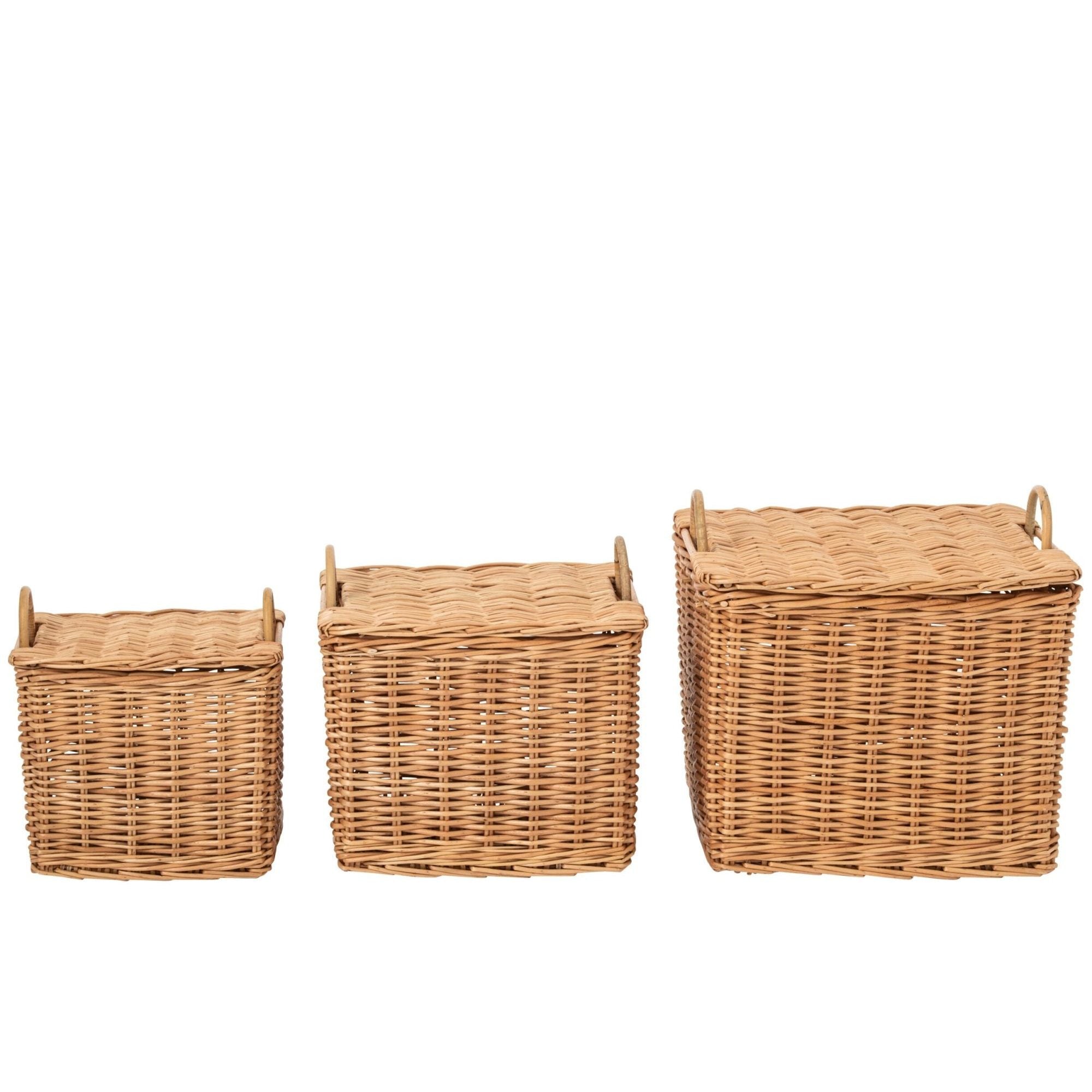 Set Van 3 Mand Met Handvatten Riet Naturel J-Line