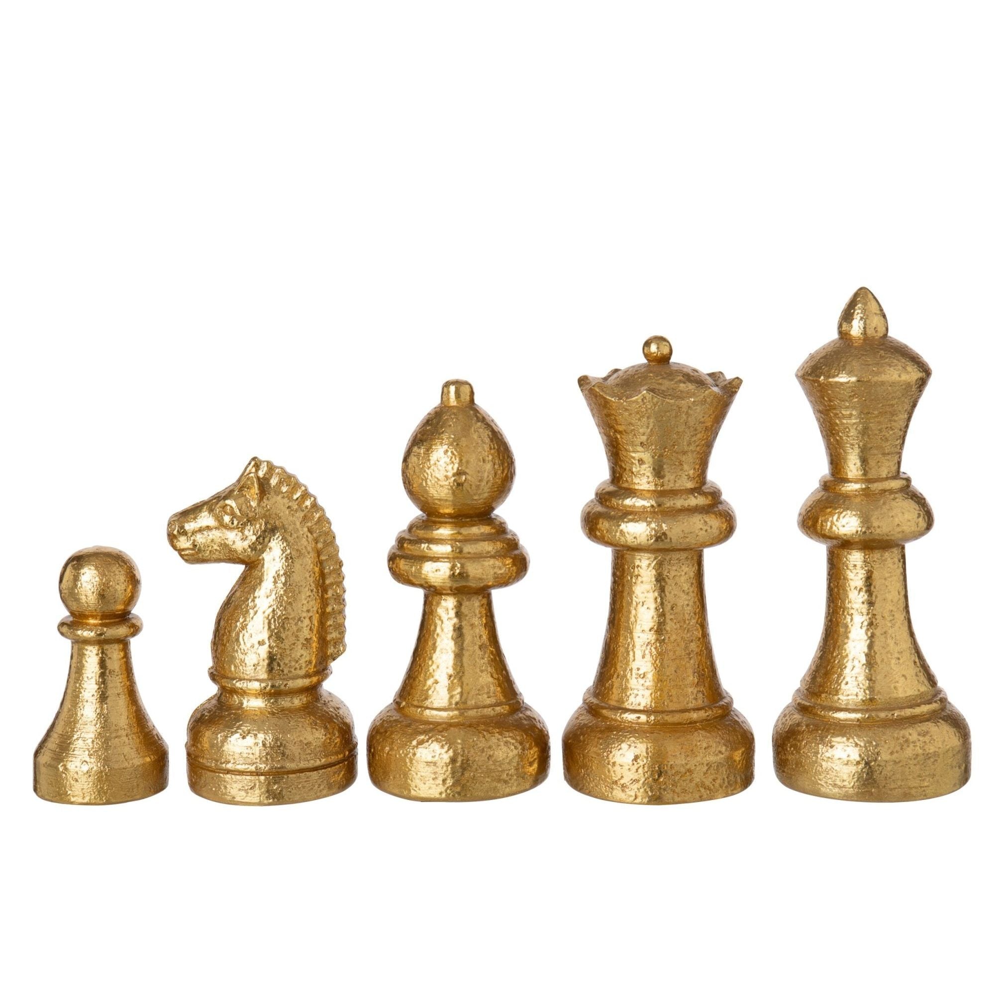 Set Van 5 Schaakstukken Polyresin Goud J-Line