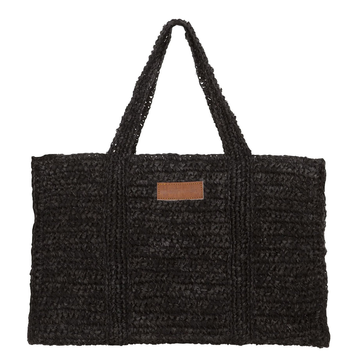 Shopper Tas Saint-Tropez van MUST Living, ruime zwarte tas van gevlochten palmblad met hengsels