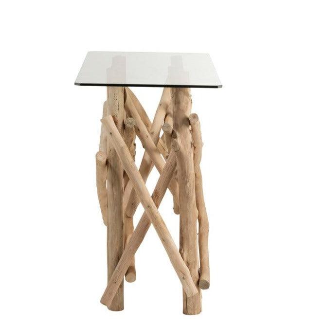 Sidetable Rechthoek Takken Hout/Glas Naturel - Sidetable - J-Line - livinglovely.nl