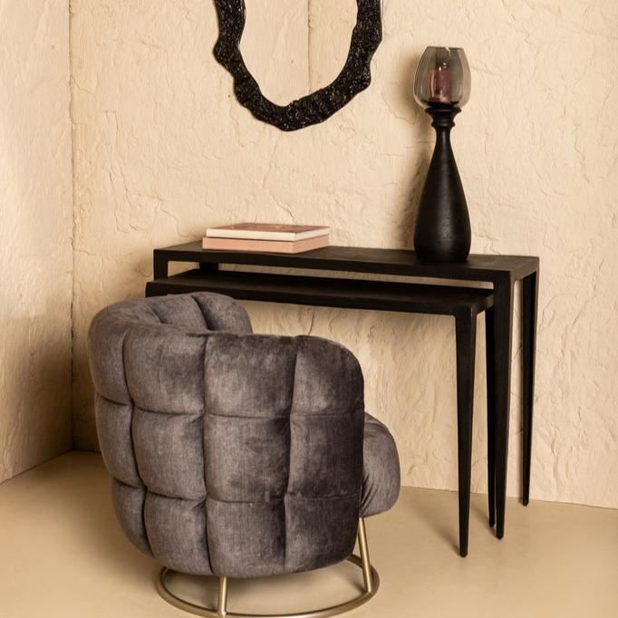 Sidetable Rivva - Aluminium - Zwart - Set van 2 PTMD - Sidetable - PTMD - livinglovely.nl