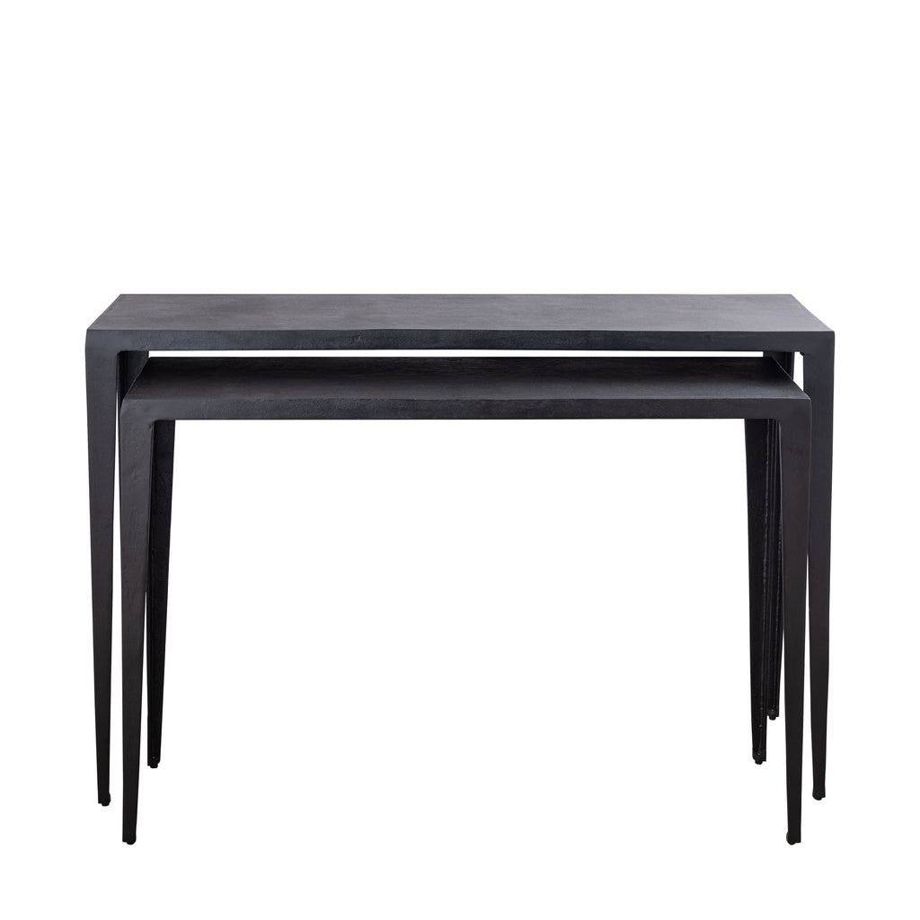 Sidetable Rivva - Aluminium - Zwart - Set van 2 PTMD - Sidetable - PTMD - livinglovely.nl
