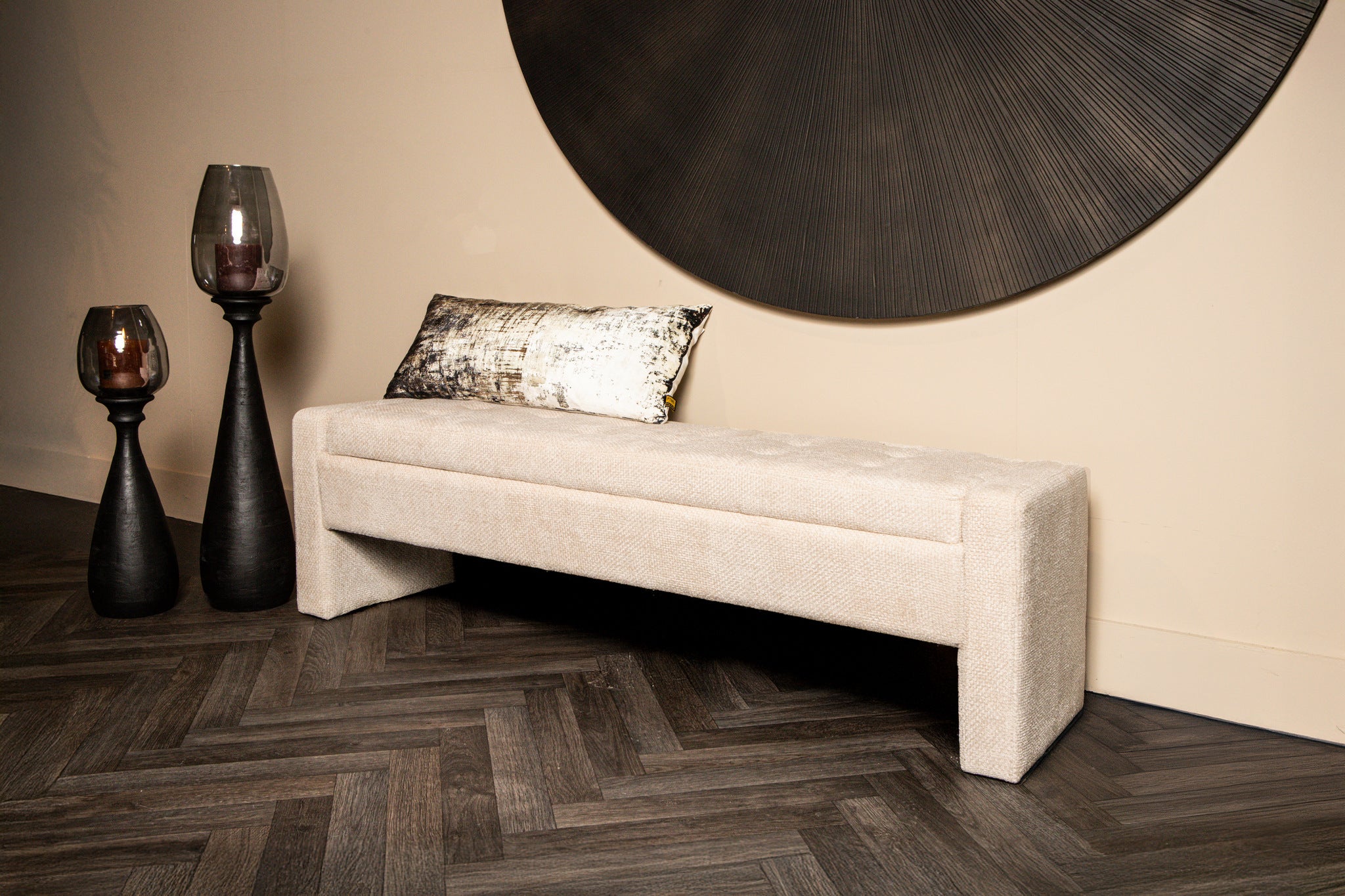 Sidney Bench Cream 160x41x45 cm PTMD - Bankje - PTMD - livinglovely.nl