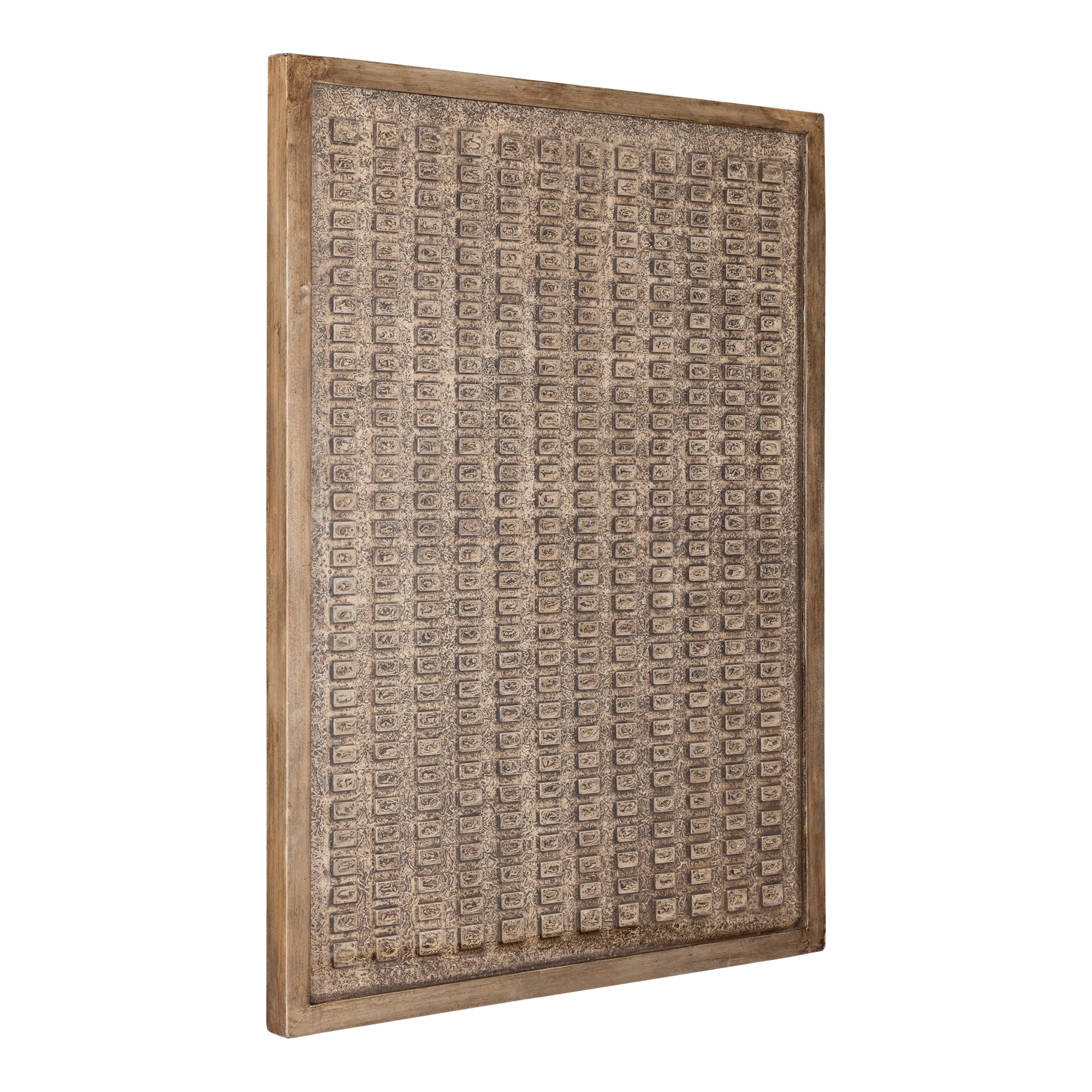 Sierre Bronze MDF Framed Wall Panel With Glass L van PTMD, vooraanzicht van het wandpaneel met glas op witte achtergrond