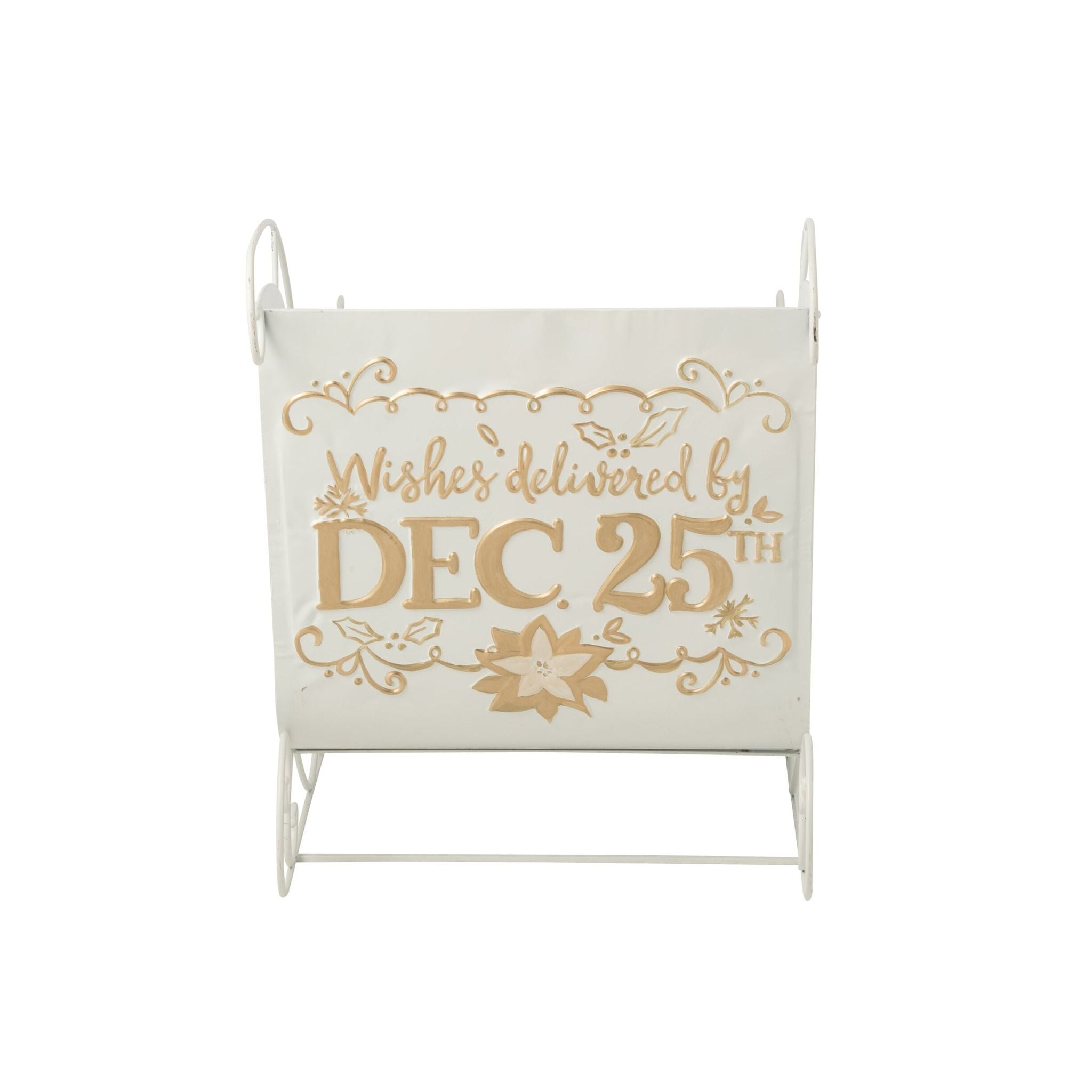 Decoratieve slee van J-Line in wit en goud metaal, chique blikvanger voor de kerstperiode