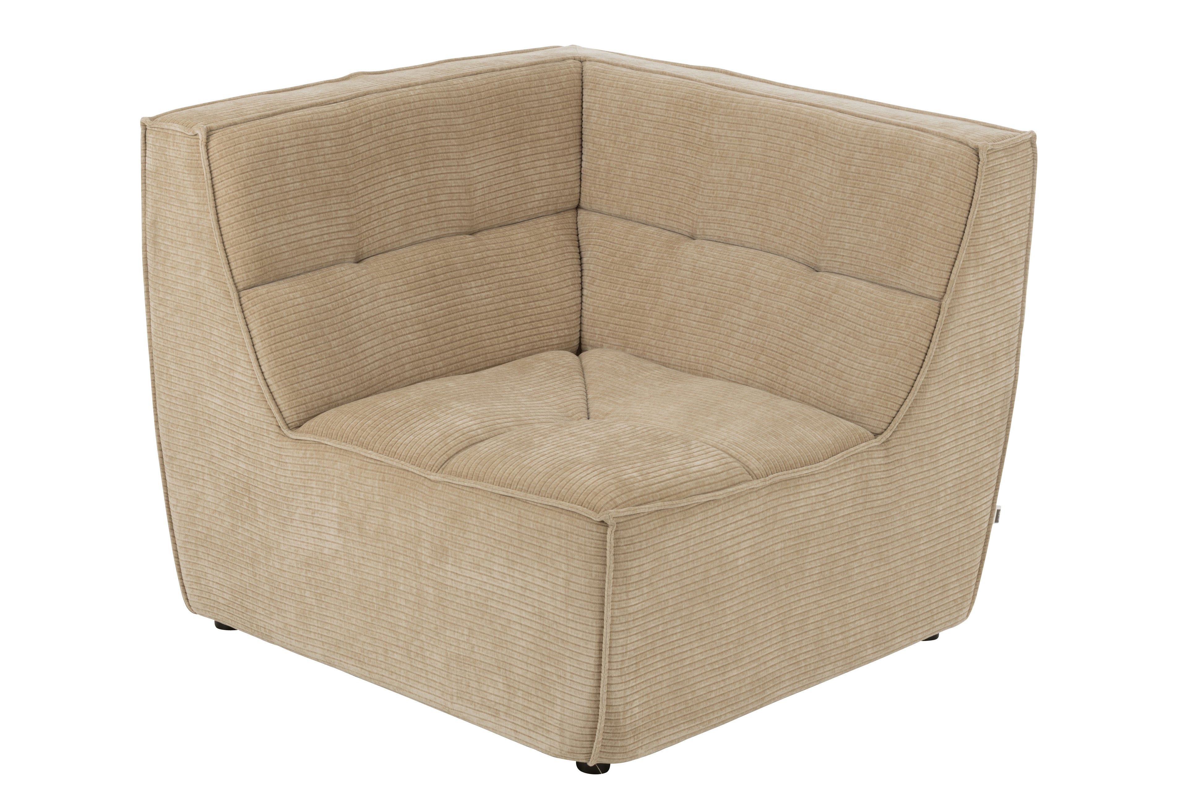 Sofa Corner Grid Poplar Wood/Foam Dark Beige - - J-Line - livinglovely.nl