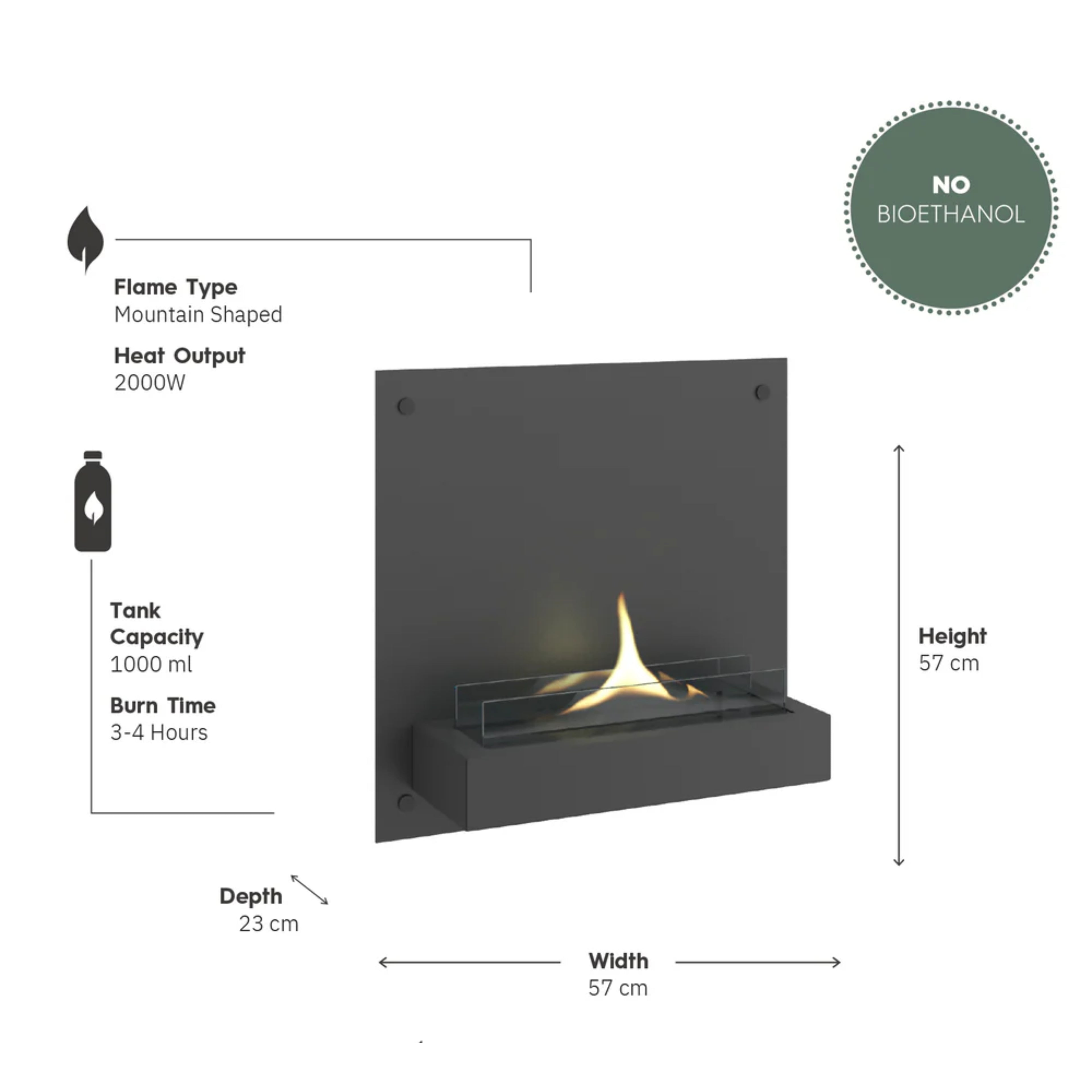 Solo 180 Wandhaard Zwart Tenderflame - Wandhaard - Tenderflame - livinglovely.nl