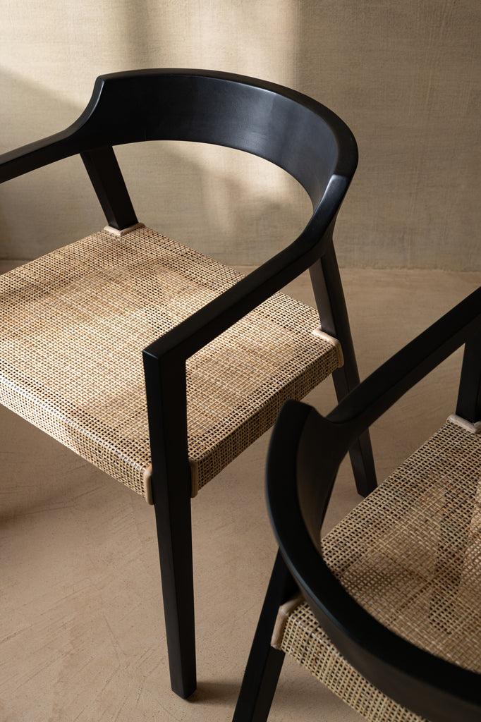 Stoel Emma Teakhout Zwart/Bruin - Eetkamerstoel - J-Line - livinglovely.nl