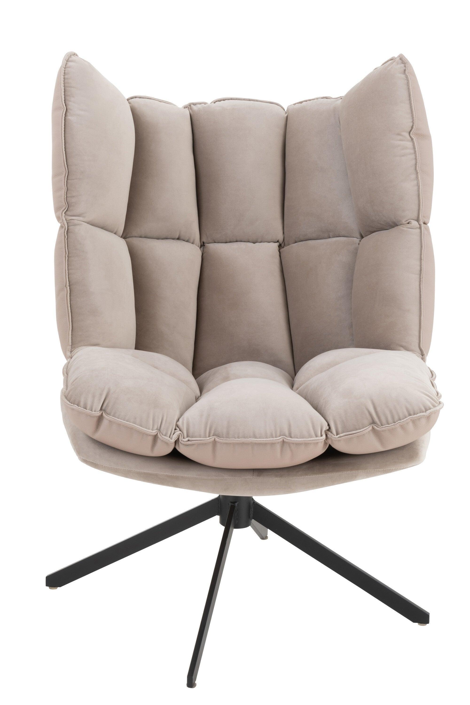 Stoel Relax Kussen Op Frame Textiel/Metaal Extra Licht Grijs - Fauteuil - J-Line - livinglovely.nl