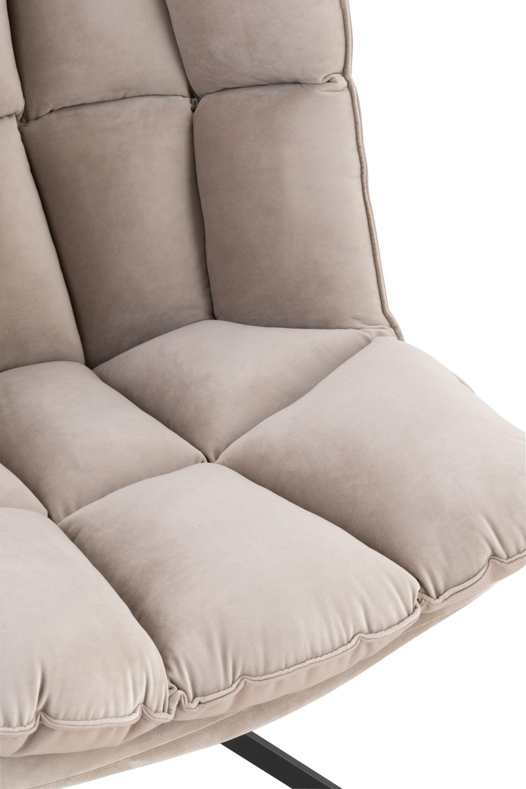 Stoel Relax Kussen Op Frame Textiel/Metaal Extra Licht Grijs - Fauteuil - J-Line - livinglovely.nl