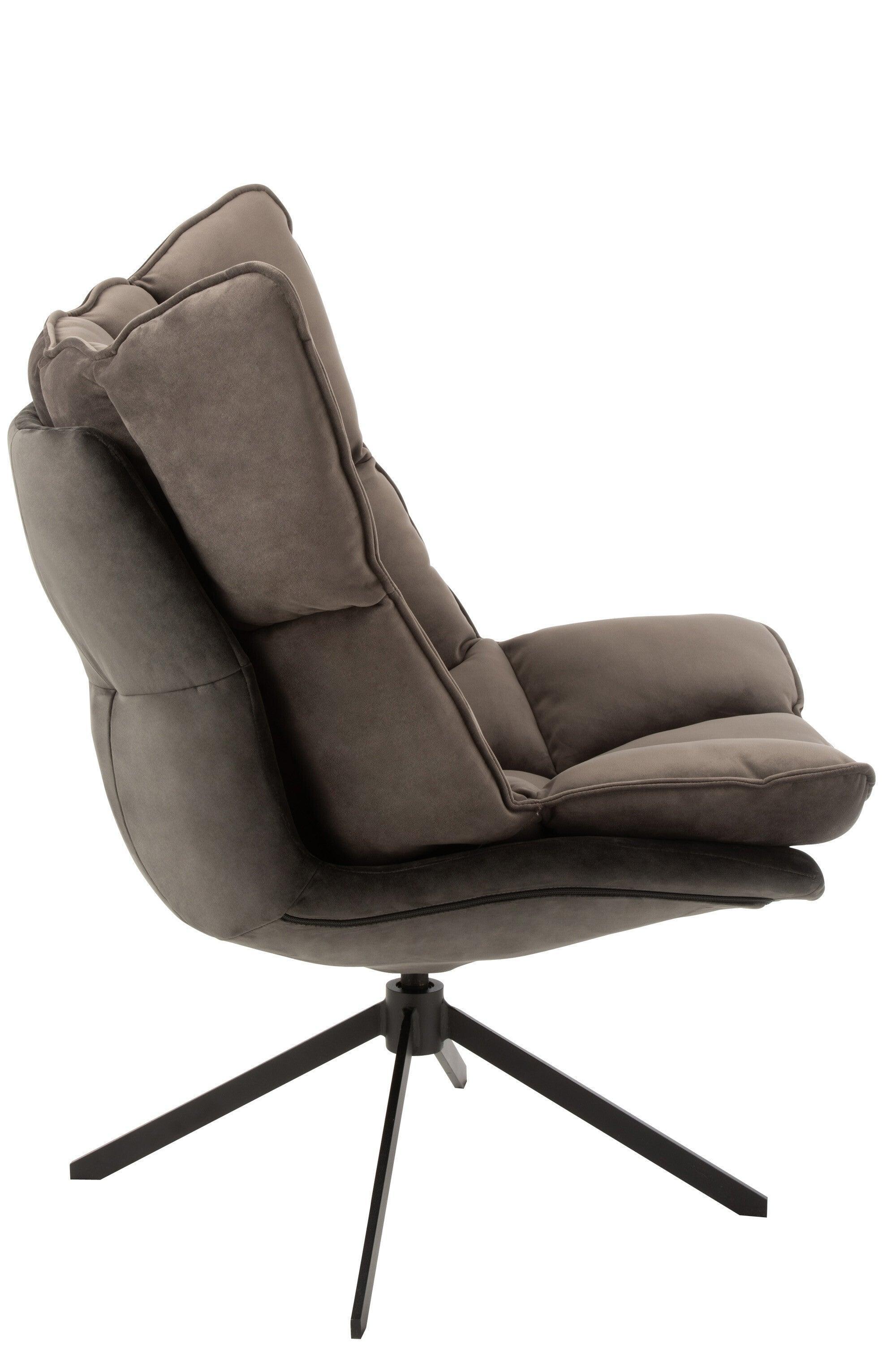 Stoel Relax Kussen Op Frame Textiel/Metaal Grijs - Fauteuil - J-Line - livinglovely.nl
