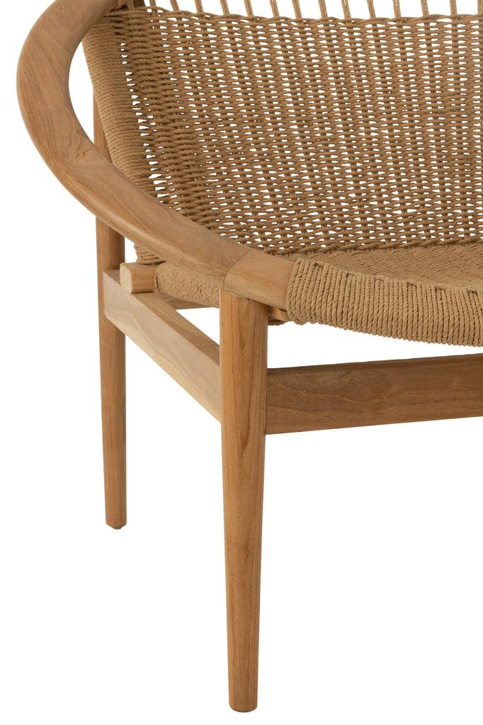 Stoel Rond Teak Hout Naturel - Fauteuil - J-Line - livinglovely.nl
