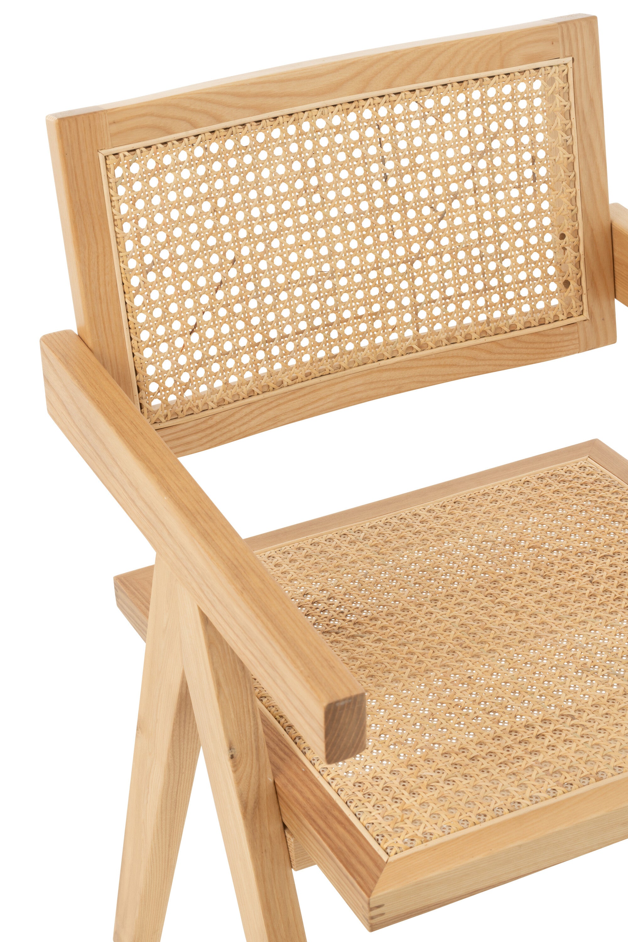 Stoel Rooster Essenhout/Rattan Naturel - Eetkamerstoel - J-Line - livinglovely.nl