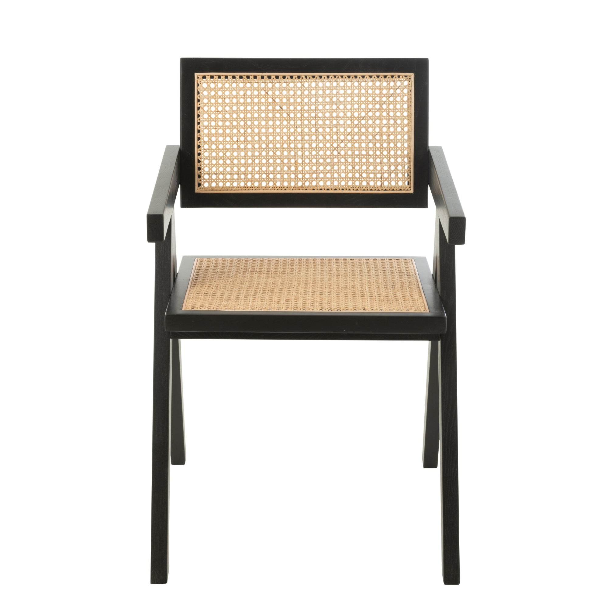 Stoel Rooster Essenhout/Rattan Zwart - Eetkamerstoel - J-Line - livinglovely.nl