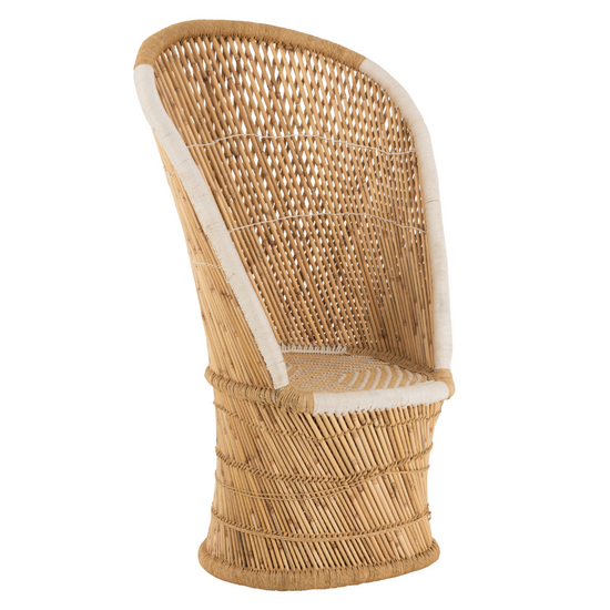 Stoel Rugsteun Bamboe Natural/Wit Volwassene , Fauteuil , J-Line , livinglovely.nl