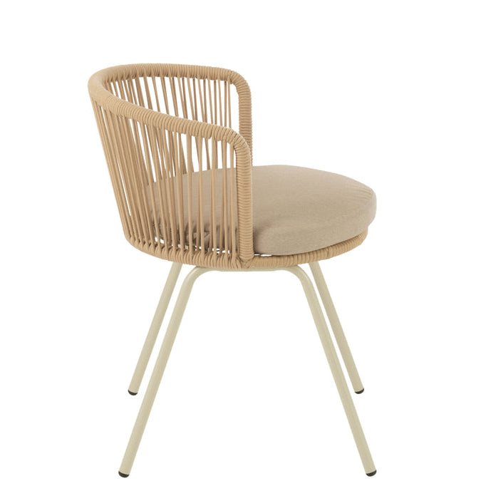 Stoel Toa Metaal/Koord Beige - Terrasstoel - J-Line - livinglovely.nl