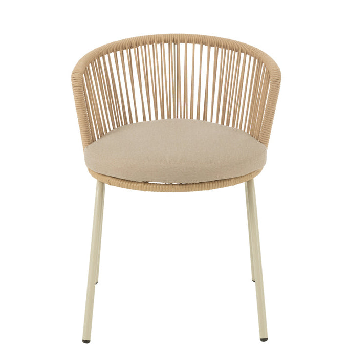 Stoel Toa Metaal/Koord Beige - Terrasstoel - J-Line - livinglovely.nl