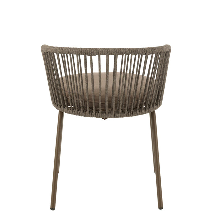 Stoel Toa Metaal/Touw Bruin - Terrasstoel - J-Line - livinglovely.nl