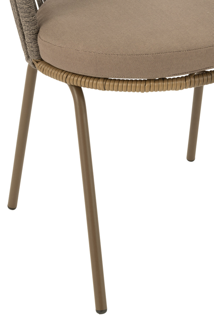 Stoel Toa Metaal/Touw Bruin - Terrasstoel - J-Line - livinglovely.nl
