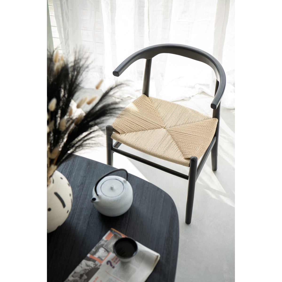 Stoel Toon Beukenhout/Touw Zwart J-Line