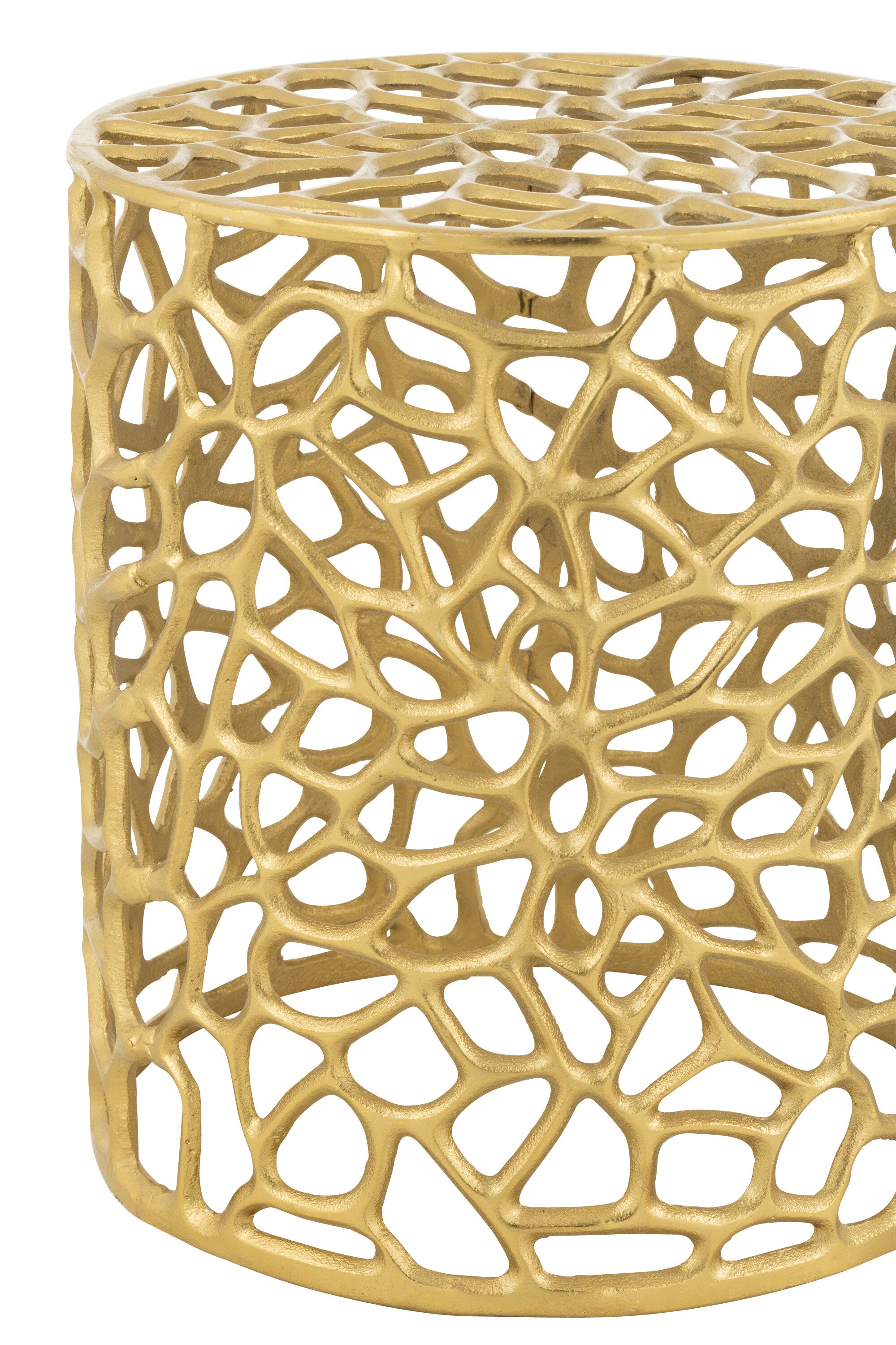 Stool Cylinder Aluminium Gold Colored - - J-Line - livinglovely.nl