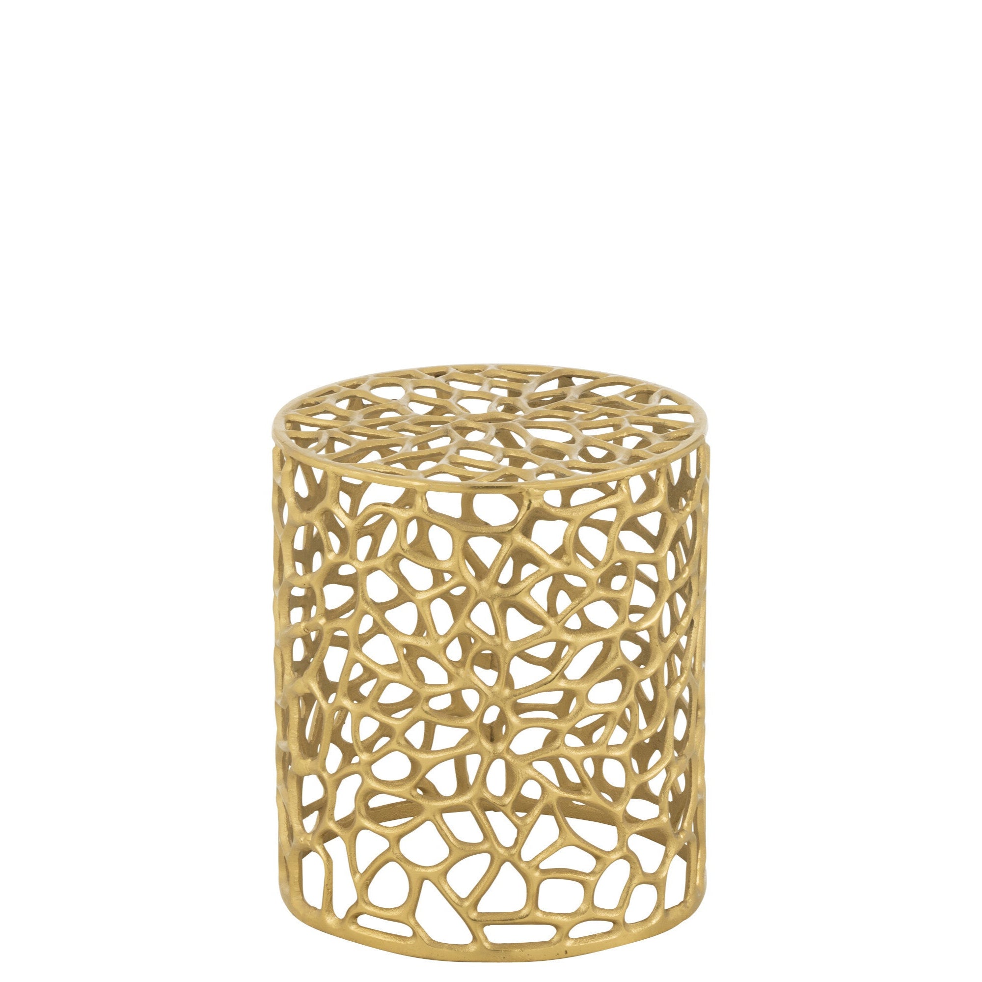 Stool Cylinder Aluminium Gold Colored - - J-Line - livinglovely.nl
