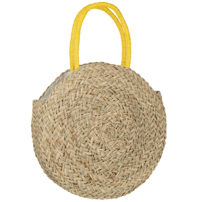 Strandtas Rond Bloem Zeegras Nat/Geel - Tas - J-Line - livinglovely.nl