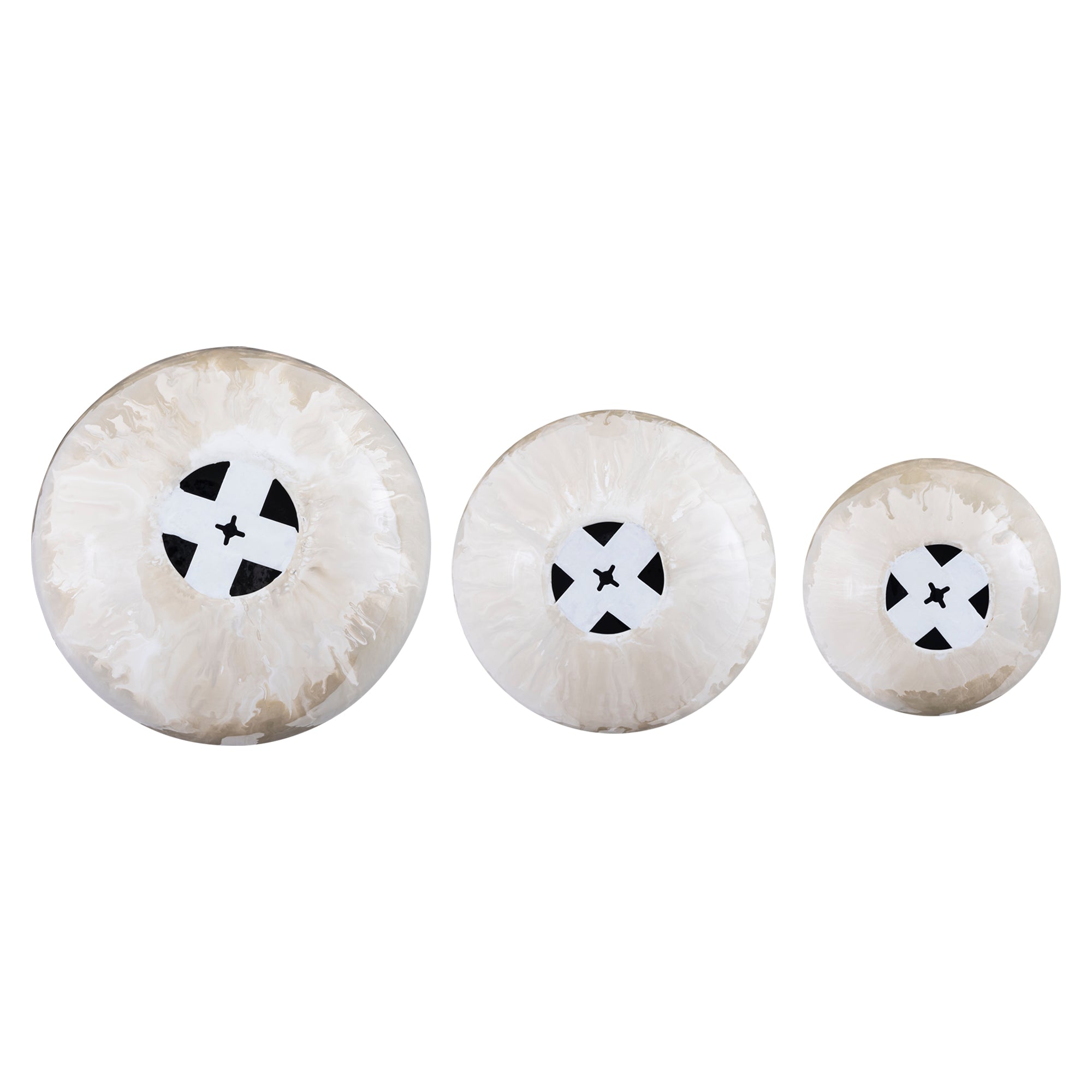 Sufyan Cream Enamel Round Iron Wall Ball Set van 3 PTMD - Wanddecoratie - PTMD - livinglovely.nl
