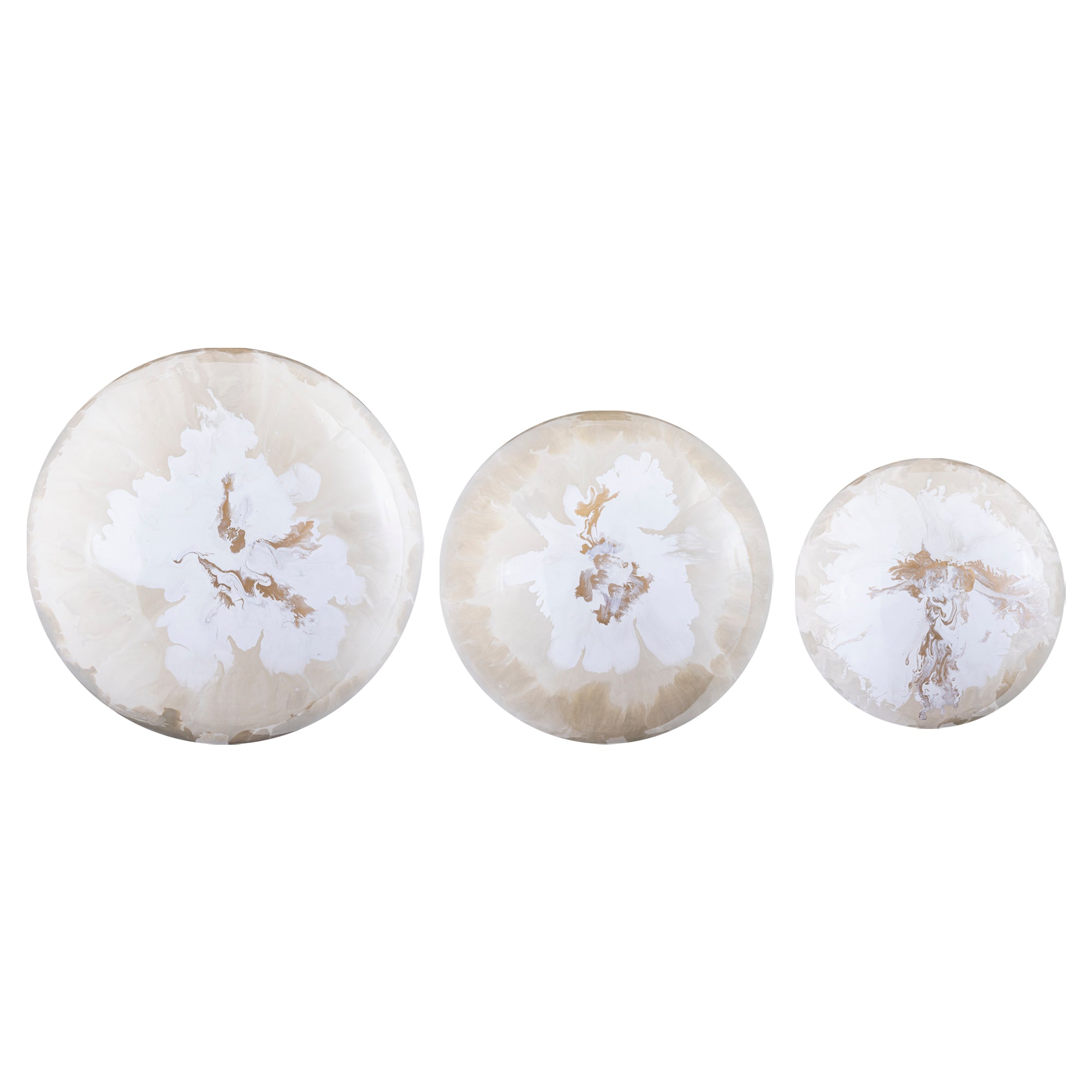 Sufyan Cream Enamel Round Iron Wall Ball Set van 3 PTMD - Wanddecoratie - PTMD - livinglovely.nl